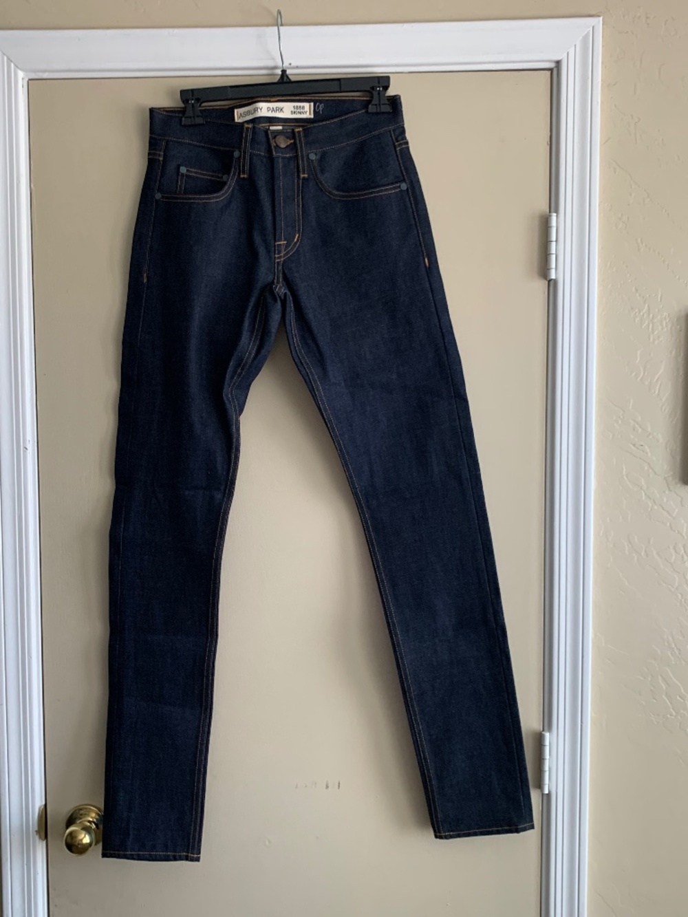 Asbury Park 1888 Skinny Button Fly Jeans Dark Wash Denim Made in USA 28x34